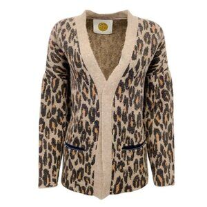 AQC Leo Cardigan Brown Leopard Print Sweater Size 1 / Small